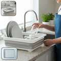 Collapsible Folding Silicone Dish Drying Drainer Rack With Spoon Fork Knife Storage Holder - 0804