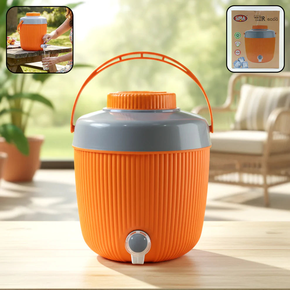 Insulated Water Jug Insulated Plastic Water Jug With A Sturdy Handle Water Jug Camper With Tap Plastic Insulated Water Water Storage Cool Water Storage For Home  Travelling (6000 Ml ) - 5751