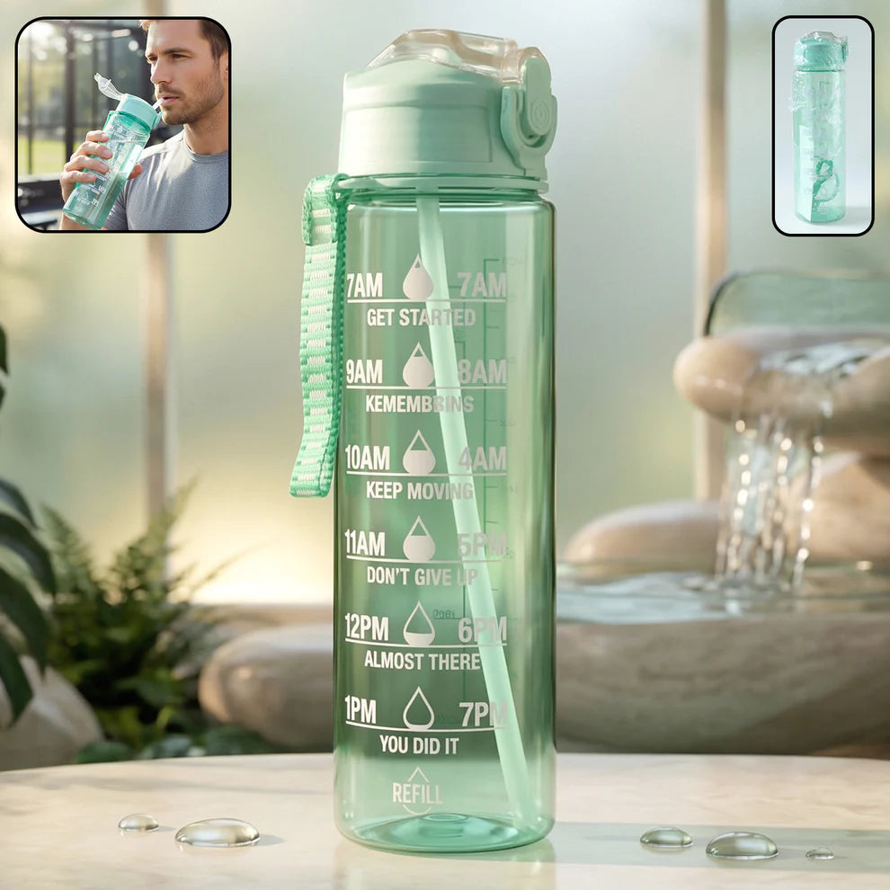 Motivational Water Bottle With Time Marker And Flip Top Lid (1000 Ml)