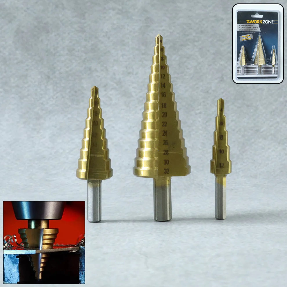 3x Large Hss Steel Step Cone Drill Titanium Bit Set Hole Cutter (4-32 4-20 4-12mm) - 437