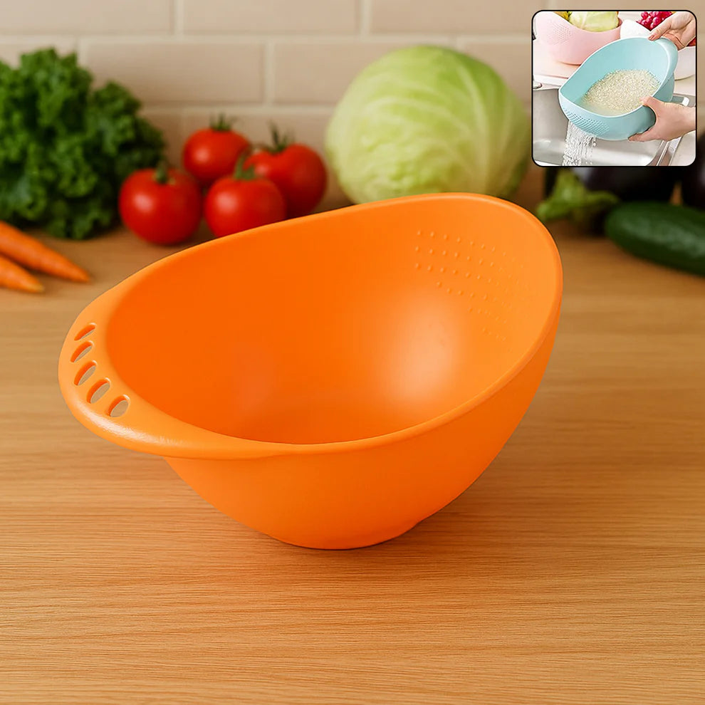 Virgin Rice Bowl Durable Plastic Strainer Water Strainer  Vegetable  Fruits Washing Bowl - 0081