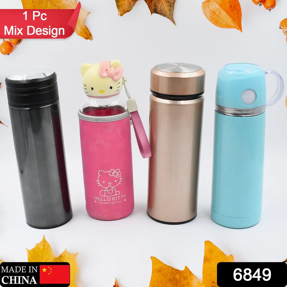 Mix Size And Design Stainless Steel Vacuum Bottle With Cup Lid  Thermos For Hot  Cold Drinks Or Food-thermos For Travel (1pc) - 6849