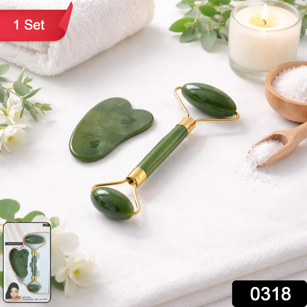 Gua Sha Stone And Anti Aging Jade Roller Massager For Face Massage Natural Face Skincare Massager  Face Roller Massager For Women  Face Shaper Jade Roller And Gua Sha Set For Glowing Skin - 0318