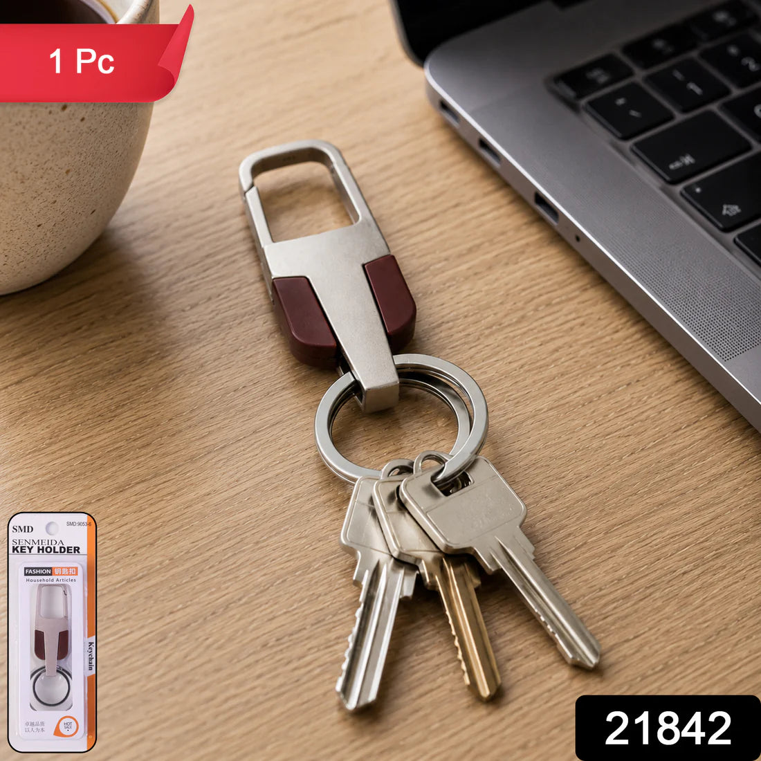 Heavy Duty Stainless Steel Key Holder With Dual Ring Carabiner Clip 1 Pc
