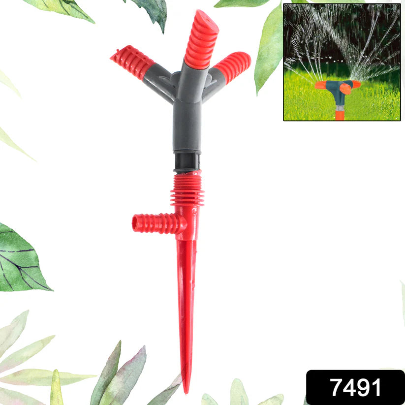 Garden Sprinkler 360  Rotating Adjustable Round 3 Arm Lawn Water Sprinkler For Watering Garden Plantspipe Hose Irrigation Yard Water Sprayer