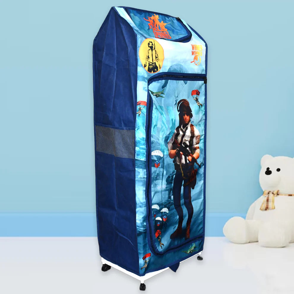 Multi Purpose Foldable Baby Wardrobe  Toy Box 5 Shelves Cartoon Printed