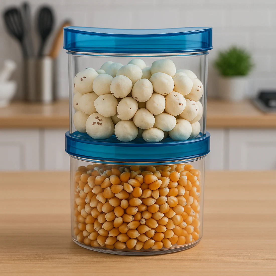 Air Tight  Unbreakable Kitchen Jar Set Food Storage Containers For Dry Fruits Spices Snacks Pulses - 5551