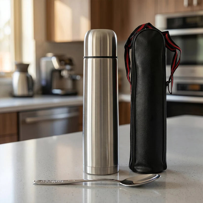 Vacuum Flask Without Cover 188 Stainless Steel  Hot And Cold Water Bottle With Push-down Lid  Double Walled Stainless Steel Bottle For Travel Home Office School Picnic (1000 Ml)