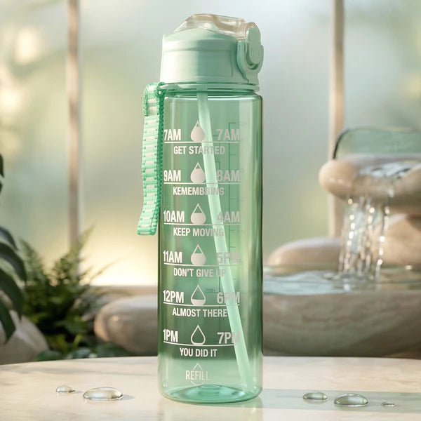 Motivational Water Bottle With Time Marker And Flip Top Lid (1000 Ml)