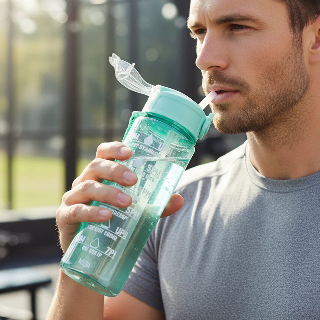 Motivational Water Bottle With Time Marker And Flip Top Lid (1000 Ml)