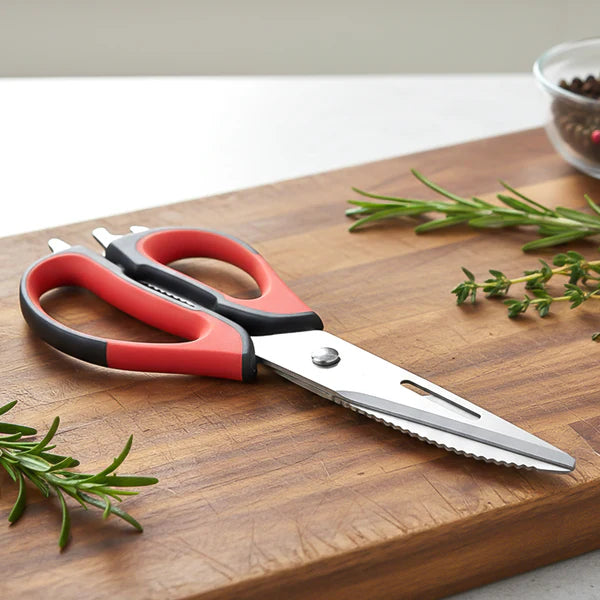 Multi-purpose Kitchen Shears With Magnetic Holder Stainless Steel Red Multifunction Heavy Duty And Kitchen Scissors - 8193