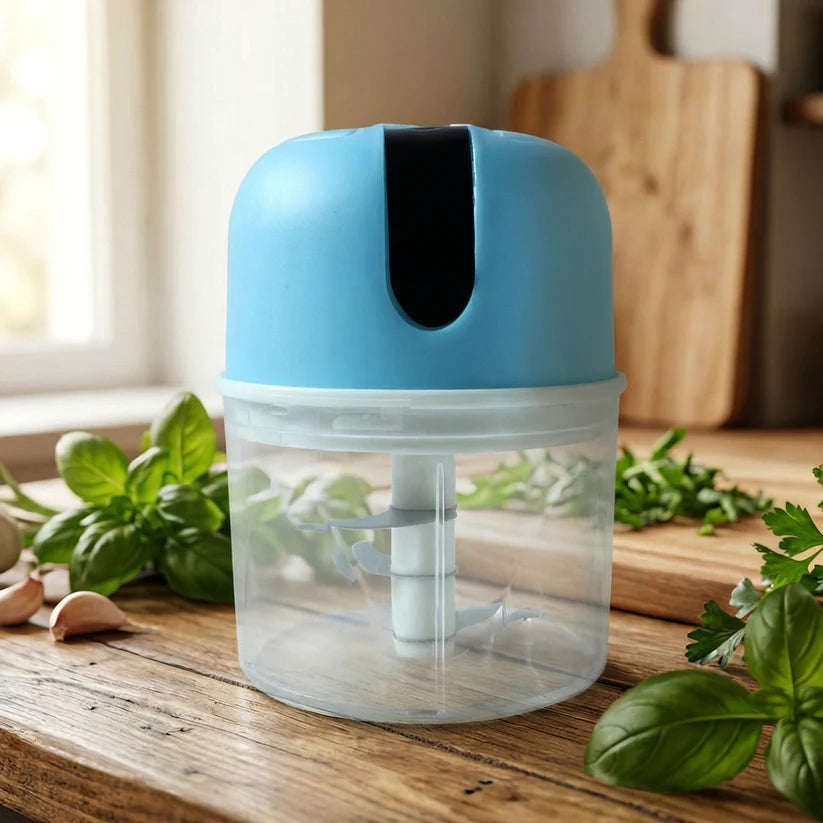 Wireless Usb Rechargeable Mini Electric Garlic Machine  Chopper 3 Blades (250ml)