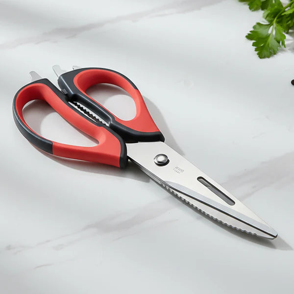 Multi-purpose Kitchen Shears With Magnetic Holder Stainless Steel Red Multifunction Heavy Duty And Kitchen Scissors - 8193