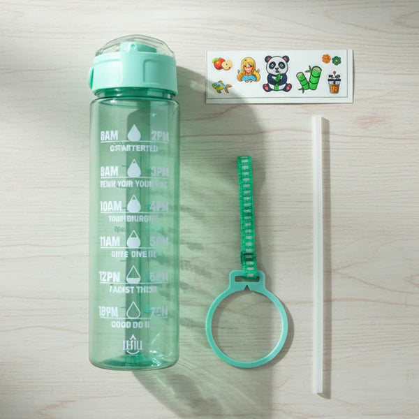 Motivational Water Bottle With Time Marker And Flip Top Lid (1000 Ml)