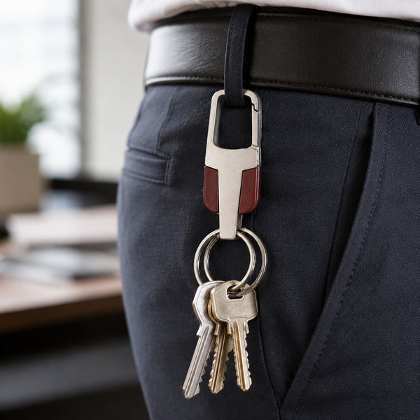 Heavy Duty Stainless Steel Key Holder With Dual Ring Carabiner Clip 1 Pc