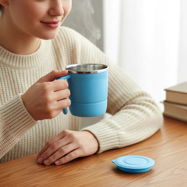 Stainless Steel Lid Cover Hot Coffeetea Mug Hot Insulated Double Wall Stainless Steel Coffee And Milk Cup With Lid - Coffee Cup Approx 250 Ml 300 Ml ( 1 Pc Mix Color)
