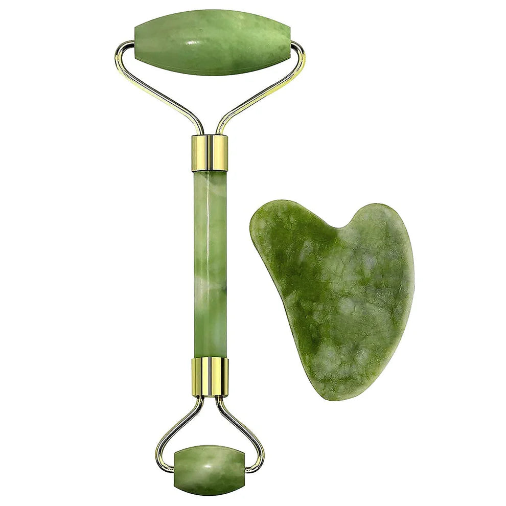 Gua Sha Stone And Anti Aging Jade Roller Massager For Face Massage Natural Face Skincare Massager  Face Roller Massager For Women  Face Shaper Jade Roller And Gua Sha Set For Glowing Skin - 0318