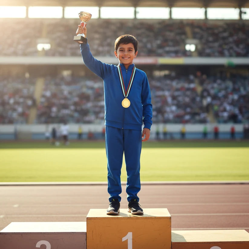 Gold Metal Medal With Tricolor Ribbon (1 Pc)