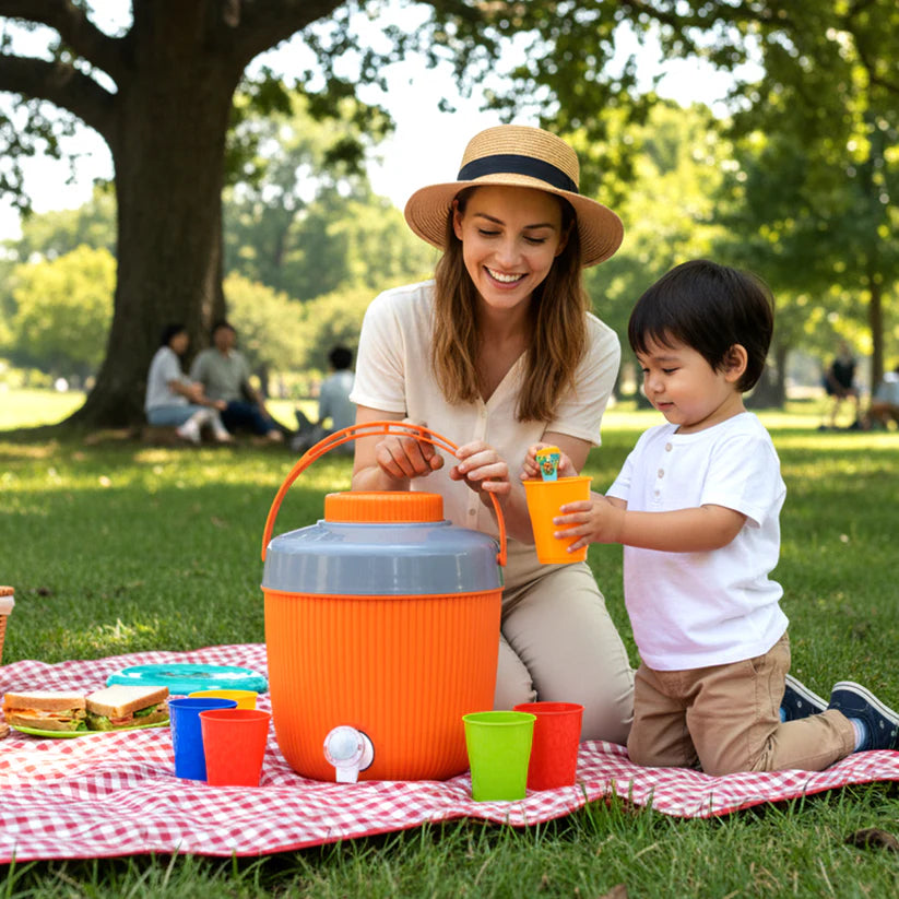 Insulated Water Jug Insulated Plastic Water Jug With A Sturdy Handle Water Jug Camper With Tap Plastic Insulated Water Water Storage Cool Water Storage For Home  Travelling (6000 Ml ) - 5751