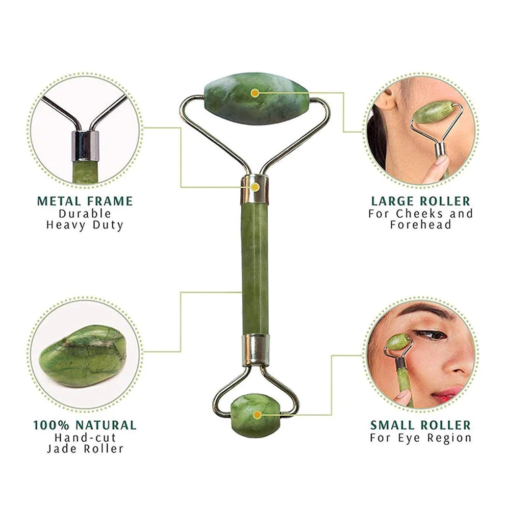 Gua Sha Stone And Anti Aging Jade Roller Massager For Face Massage Natural Face Skincare Massager  Face Roller Massager For Women  Face Shaper Jade Roller And Gua Sha Set For Glowing Skin - 0318