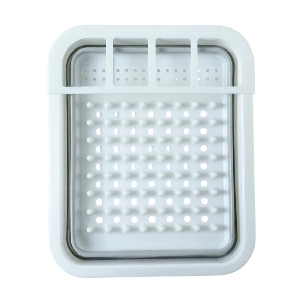 Collapsible Folding Silicone Dish Drying Drainer Rack With Spoon Fork Knife Storage Holder - 0804