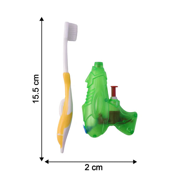 Kids Cartoon Toothbrush With Airplane Toy (2 Pc Set)