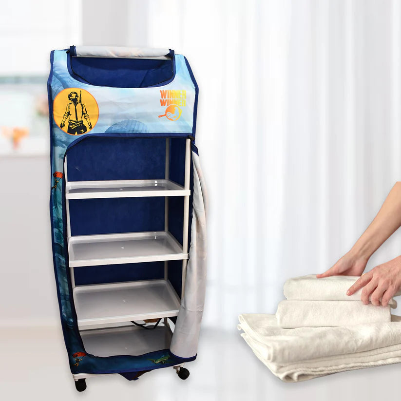 Multi Purpose Foldable Baby Wardrobe  Toy Box 5 Shelves Cartoon Printed