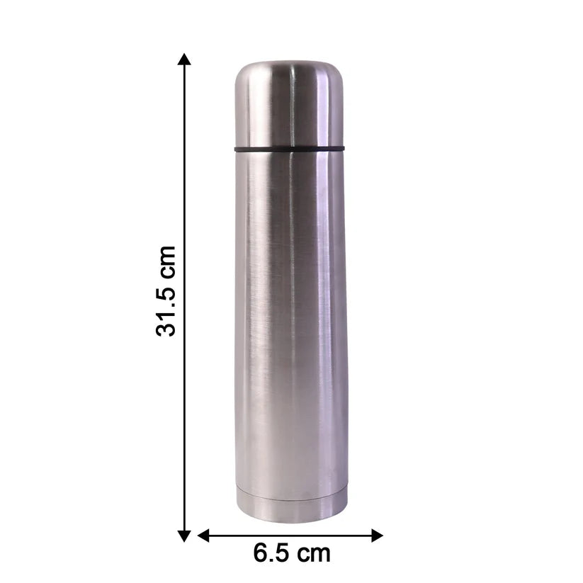 Vacuum Flask Without Cover 188 Stainless Steel  Hot And Cold Water Bottle With Push-down Lid  Double Walled Stainless Steel Bottle For Travel Home Office School Picnic (1000 Ml)