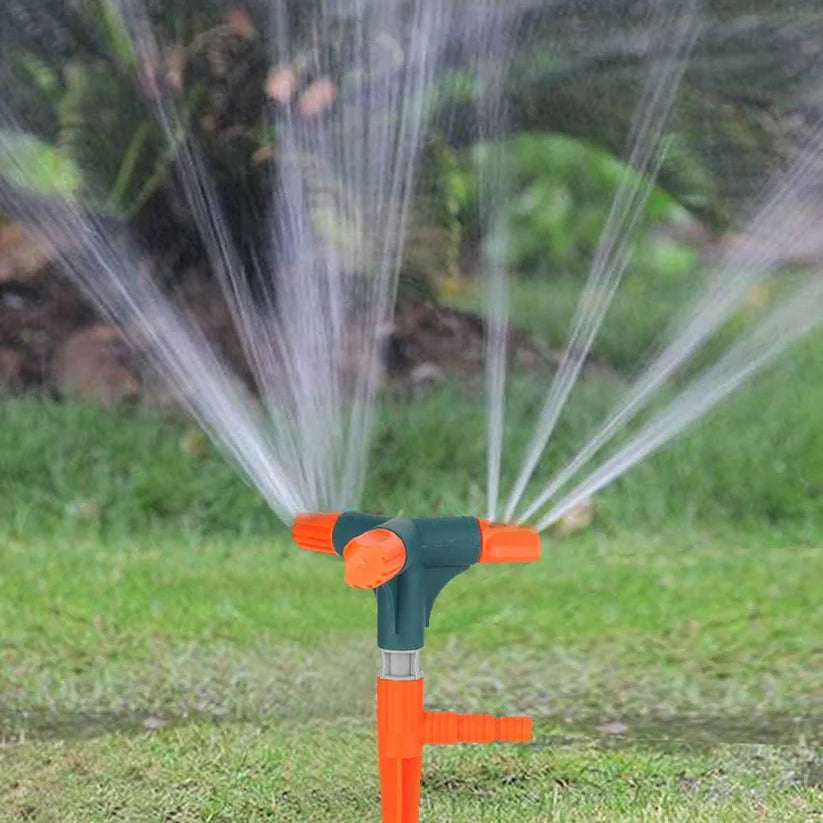 Garden Sprinkler 360  Rotating Adjustable Round 3 Arm Lawn Water Sprinkler For Watering Garden Plantspipe Hose Irrigation Yard Water Sprayer