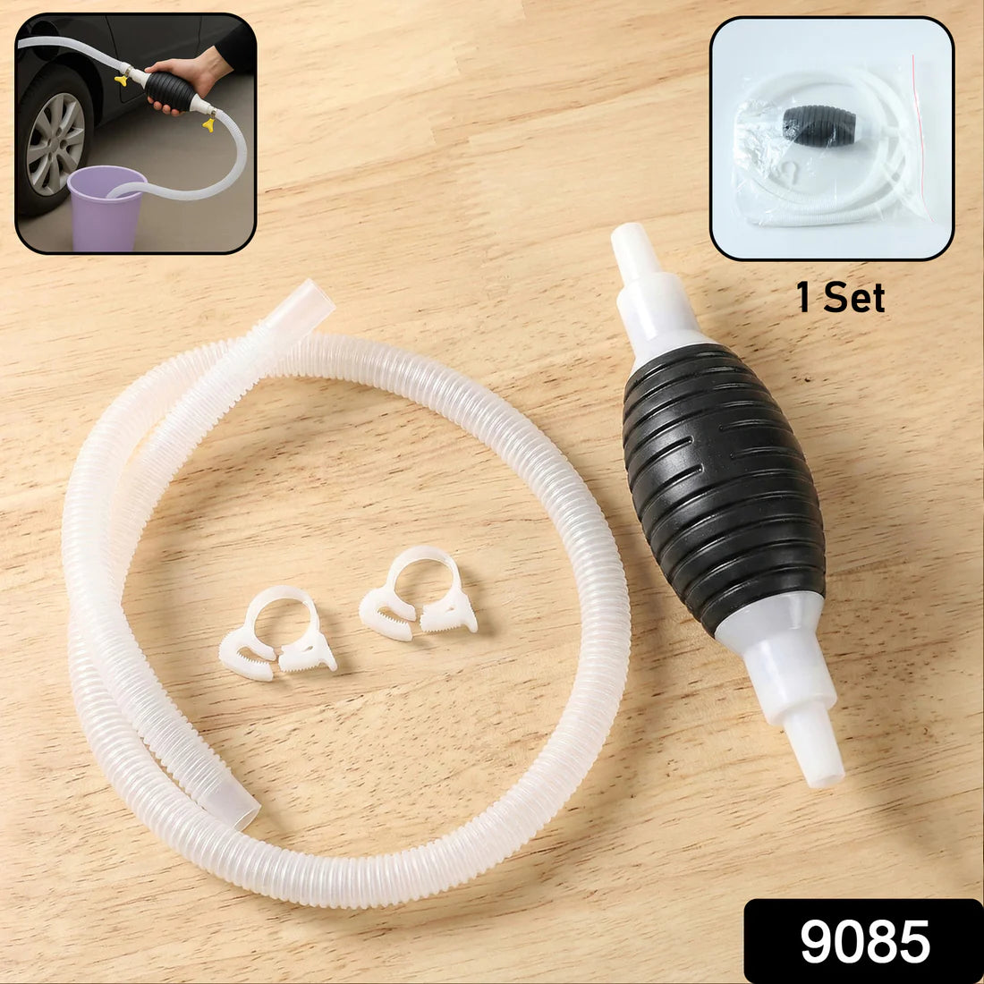 Fuel Transfer Pump Hose With Hand Pump And 2 Hose Clamps