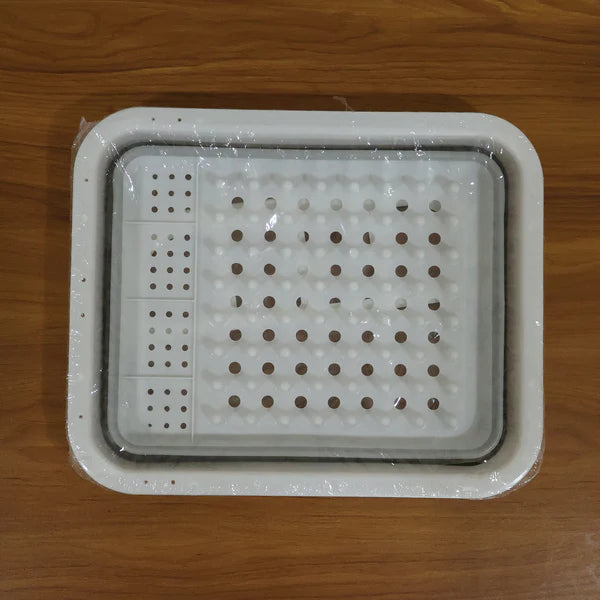Collapsible Folding Silicone Dish Drying Drainer Rack With Spoon Fork Knife Storage Holder - 0804