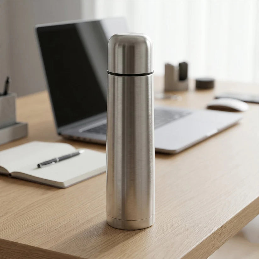 Vacuum Flask Without Cover 188 Stainless Steel  Hot And Cold Water Bottle With Push-down Lid  Double Walled Stainless Steel Bottle For Travel Home Office School Picnic (1000 Ml)