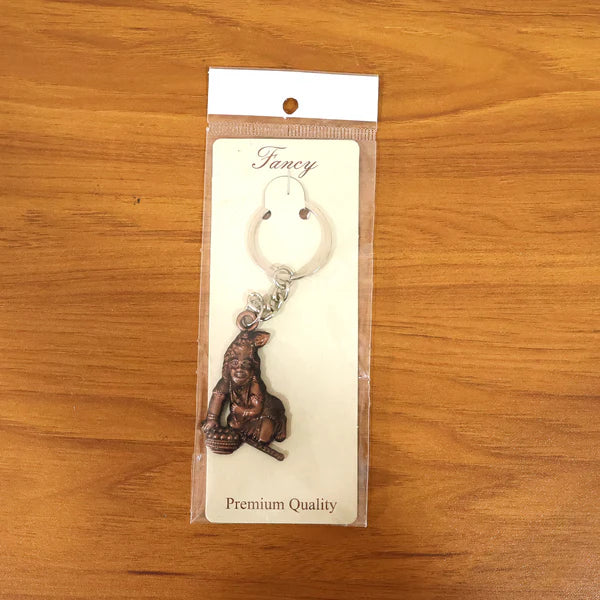 Premium Antique-gold Metal Bal Krishna Makhan Chor Keychain (1 Pc)