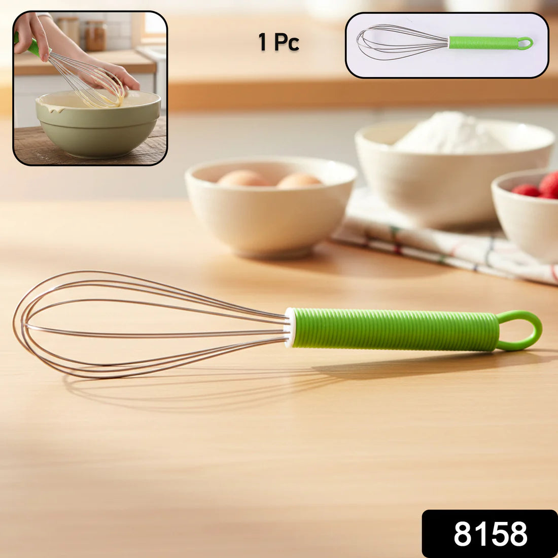 Manual Whisk Mixer Stainless Steel Whisk Cream Whisk Flour Mixer Rotary Egg Mixer Kitchen Baking Tool (16 Cm) - 8158