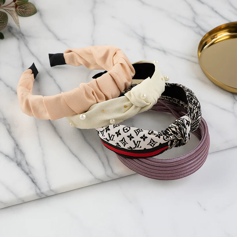 Womens Ribbed Texture Knot Design Hairband (1 Pc  Mix Design)