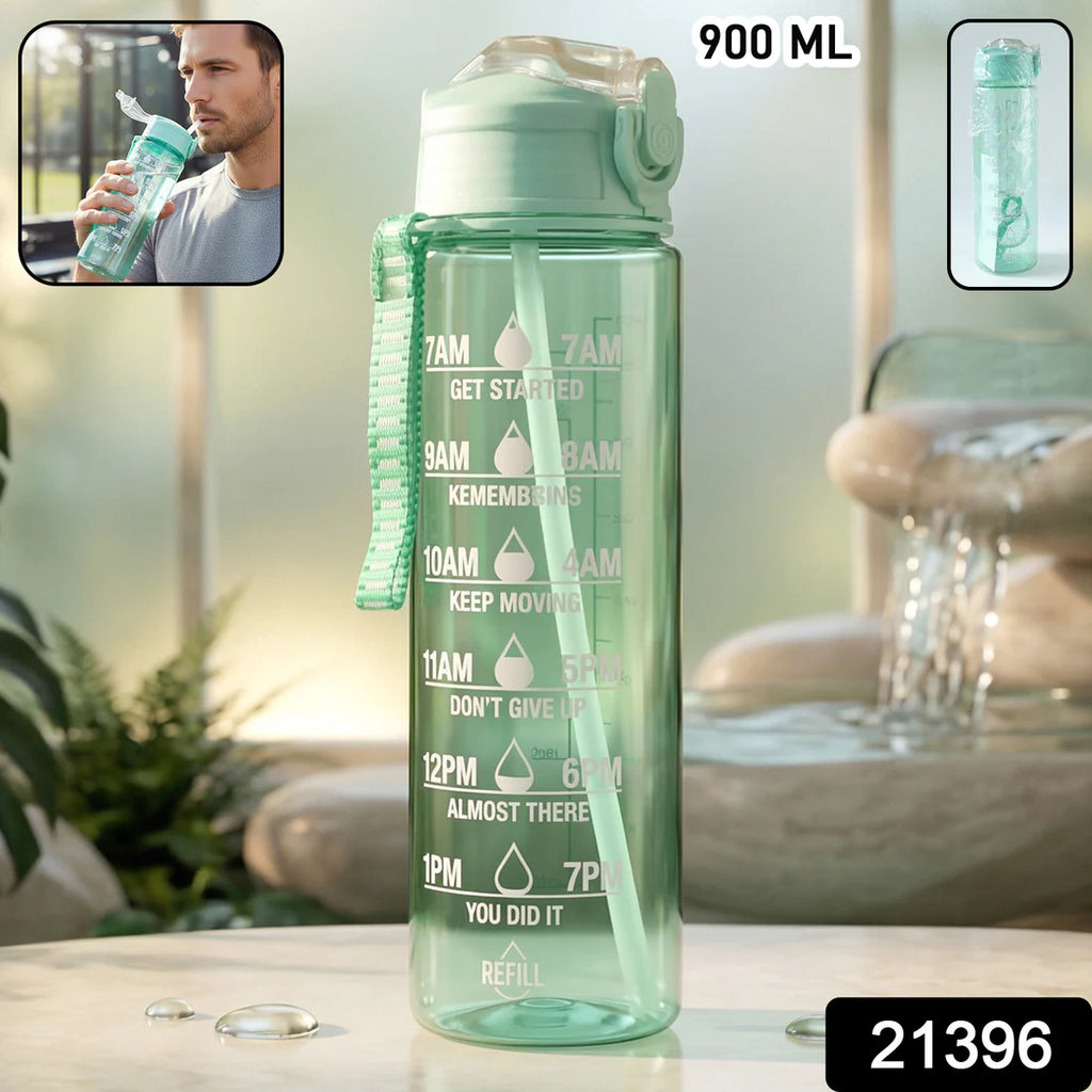 Motivational Water Bottle With Time Marker And Flip Top Lid (1000 Ml)