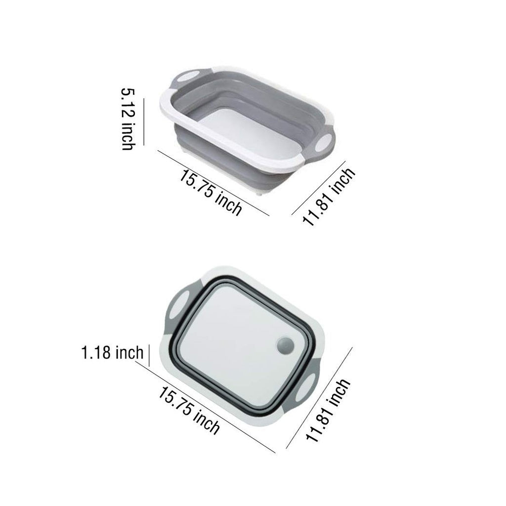 098 Foldable Chopping Board Dish Rack Washing Bowl  Draining Basket 3in1 Multi-function