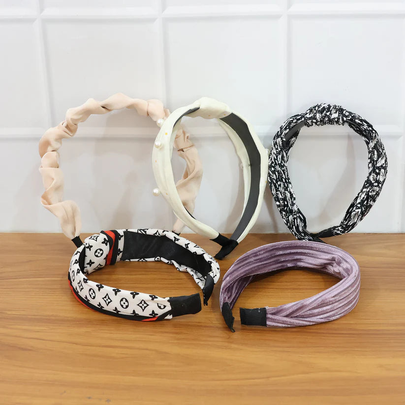 Womens Ribbed Texture Knot Design Hairband (1 Pc  Mix Design)