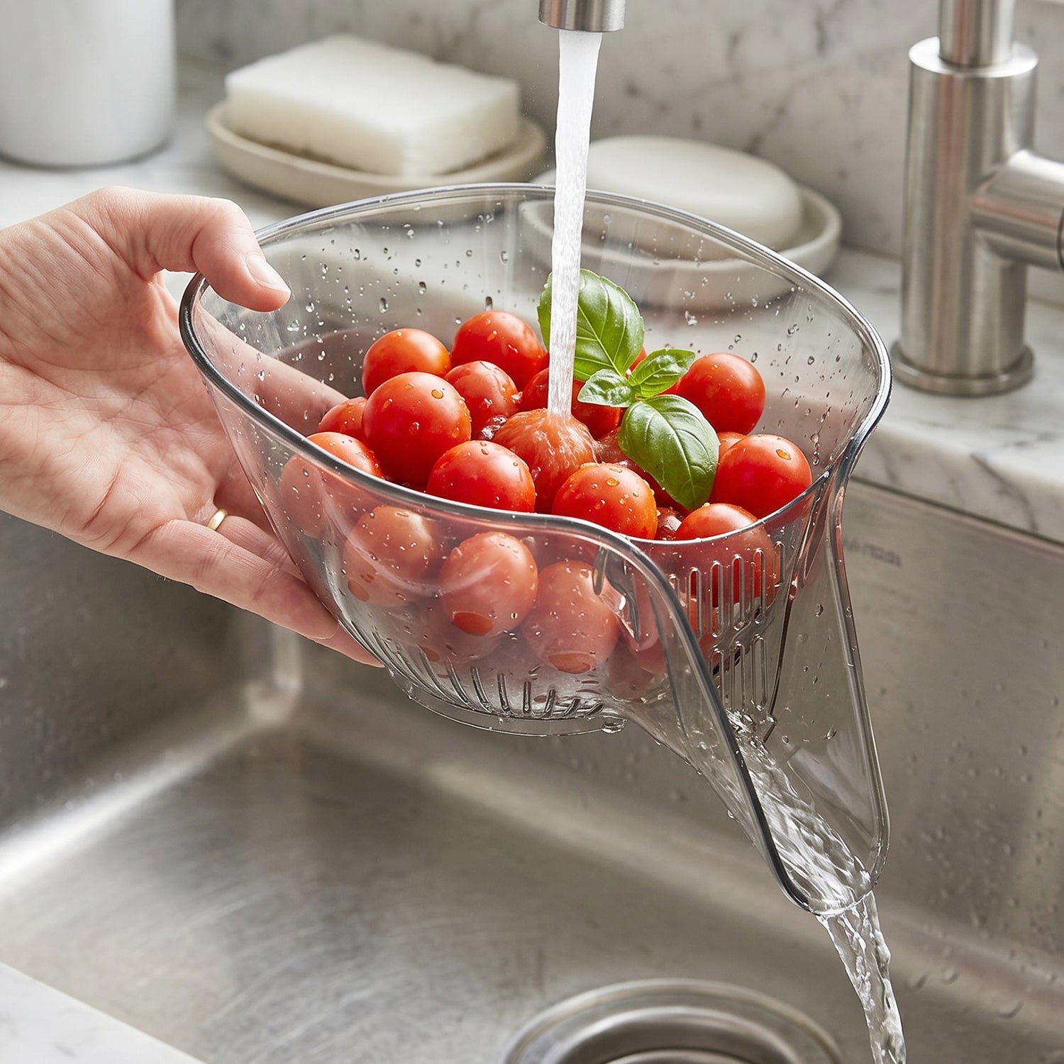 Fruit  Vegetable Washing Strainer Basket For Kitchen Sink Drain Basket With Funnel (1 Pc)