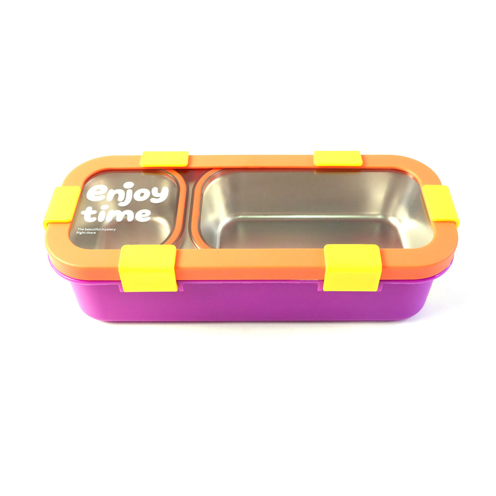 Stainless Steel Leak-proof Lunch Box With 2 Compartments With Spoon  Fork