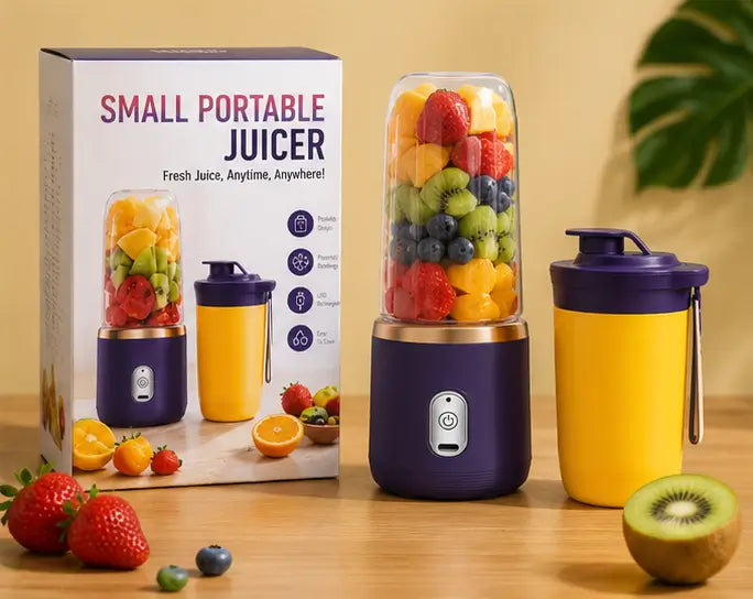 Portable USB Rechargeable Juicer Blender – 6 Blade Mini Mixer Grinder & Smoothie Maker | 500ml Personal Fruit Juice Blender