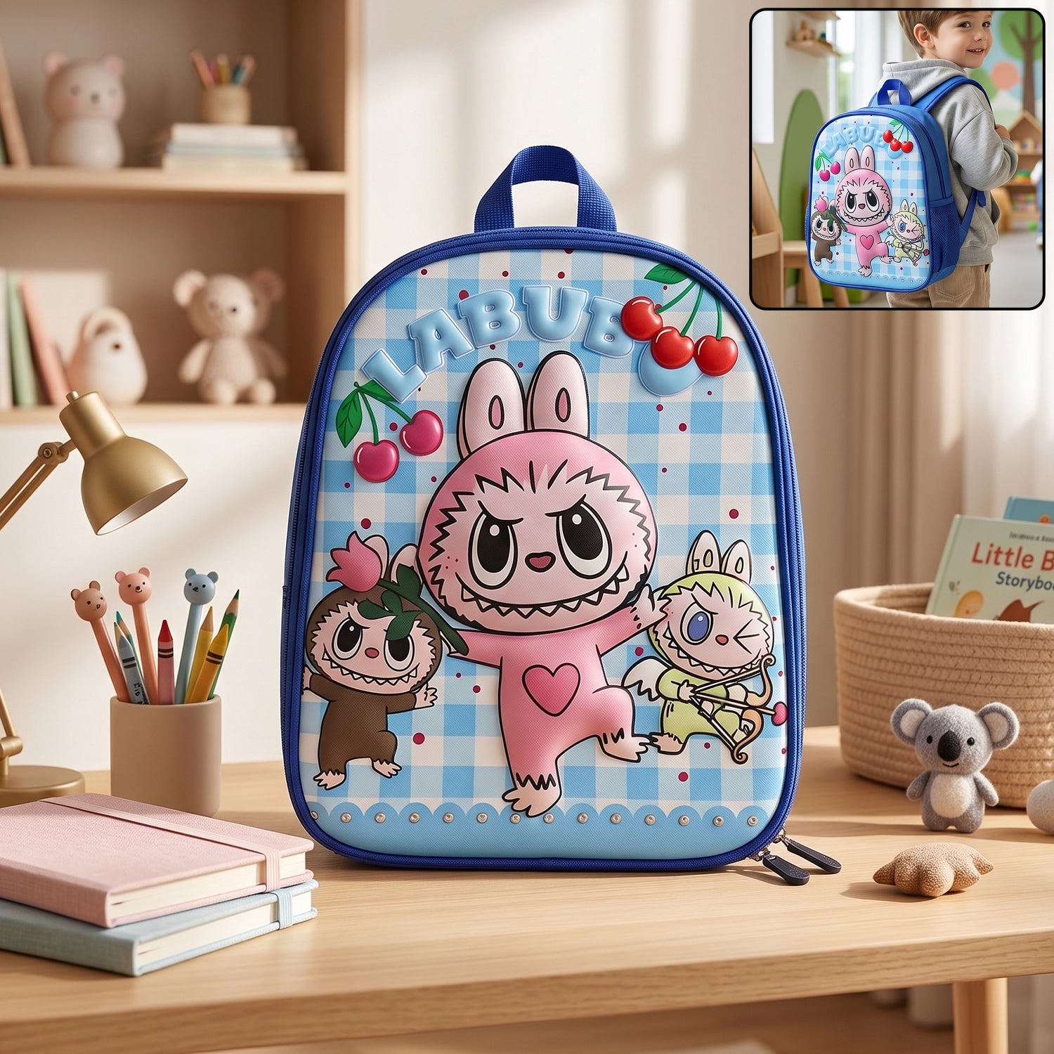 Cute Cartoon Printed Kids School Backpack (1 Pc 12 Inch)