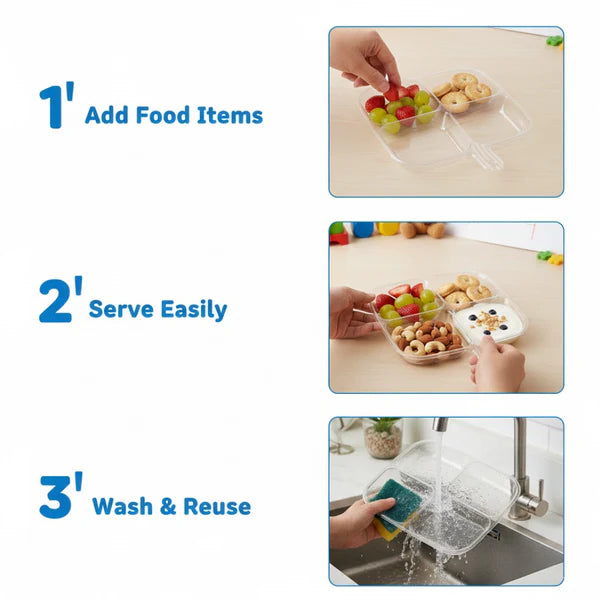 Plastic Kitchen Trays For Serving (4 Compartment  1 Pc)