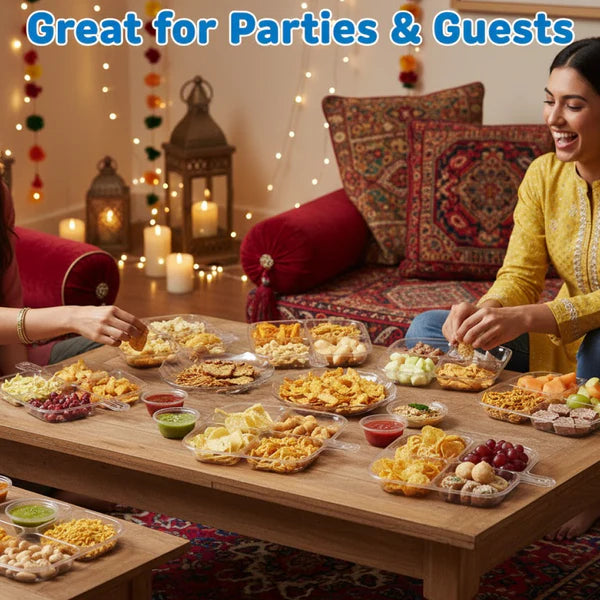 Plastic Kitchen Trays For Serving (4 Compartment  1 Pc)