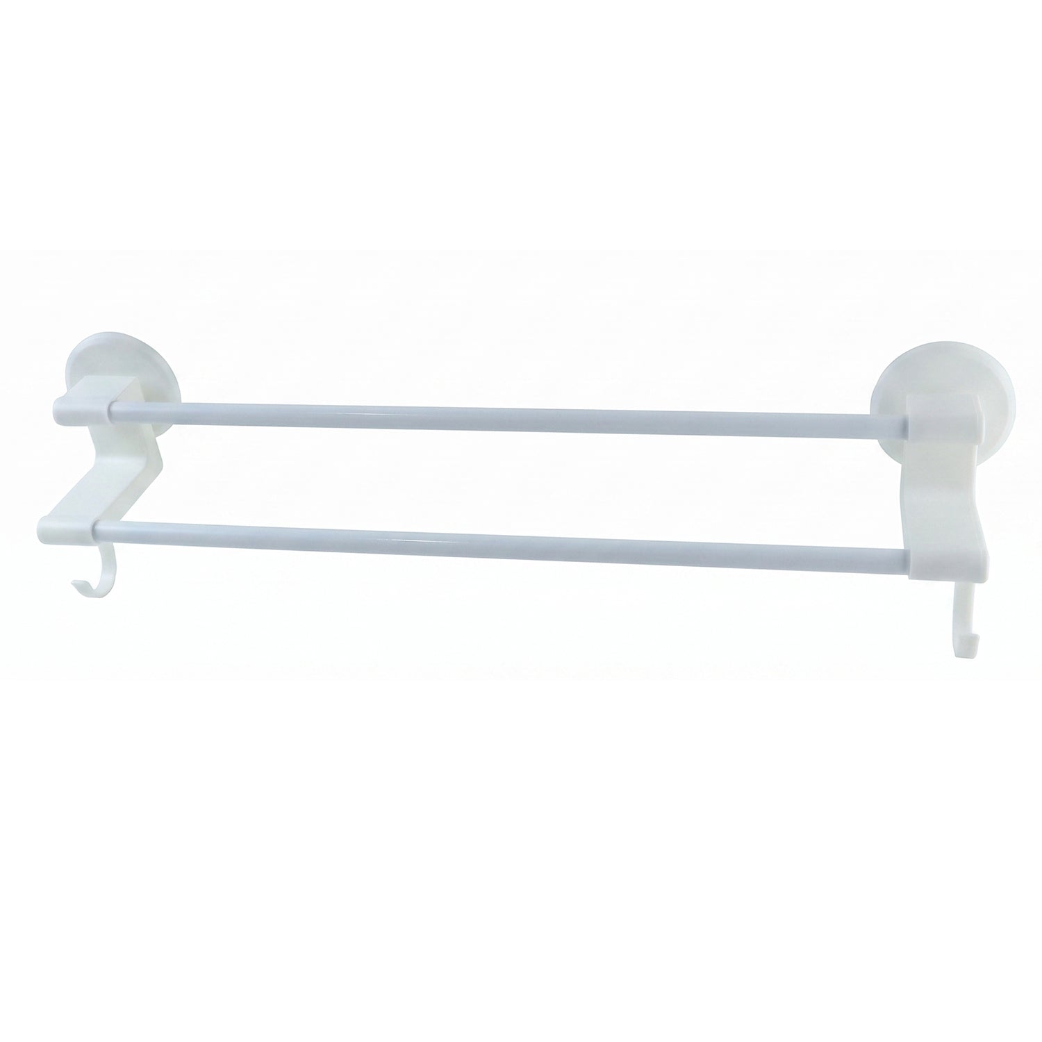 Wall Mounted Double Bar Towel Holder Rack With Side Hooks (1 Pc)