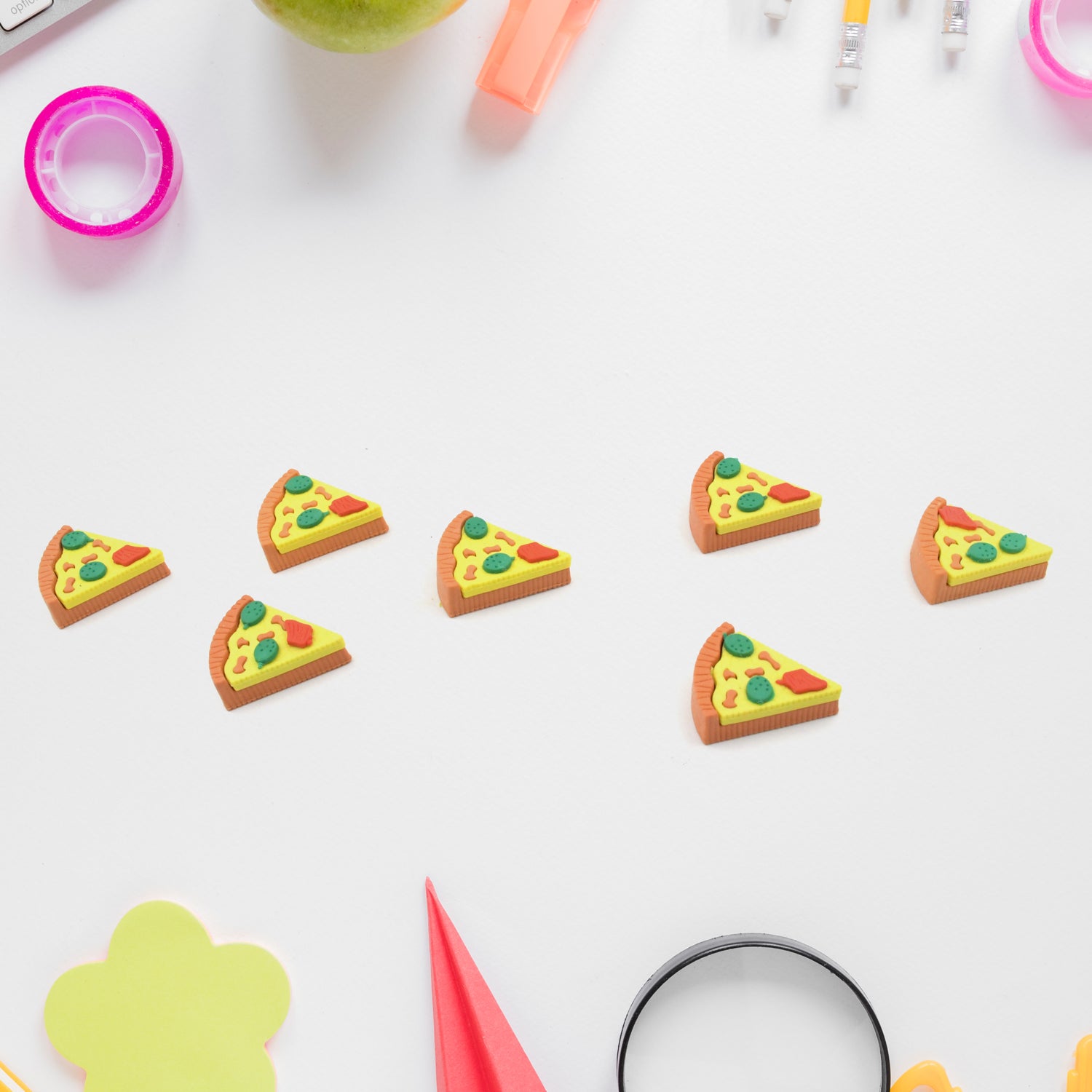 4347 3d Pizza Slices Kids Favourite Food Eraser Pizza 7 Slice Eraser For Kids Adults Fast Food Lover Stationary Kit Fancy  Stylish Colorful Erasers For Return Gift Birthday Party School Prize