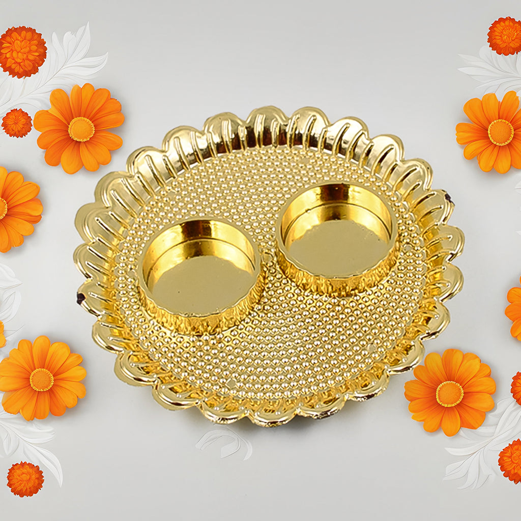 Round Shape Special Puja Thali Kumkum Thali Holder (1 Pc  Big)