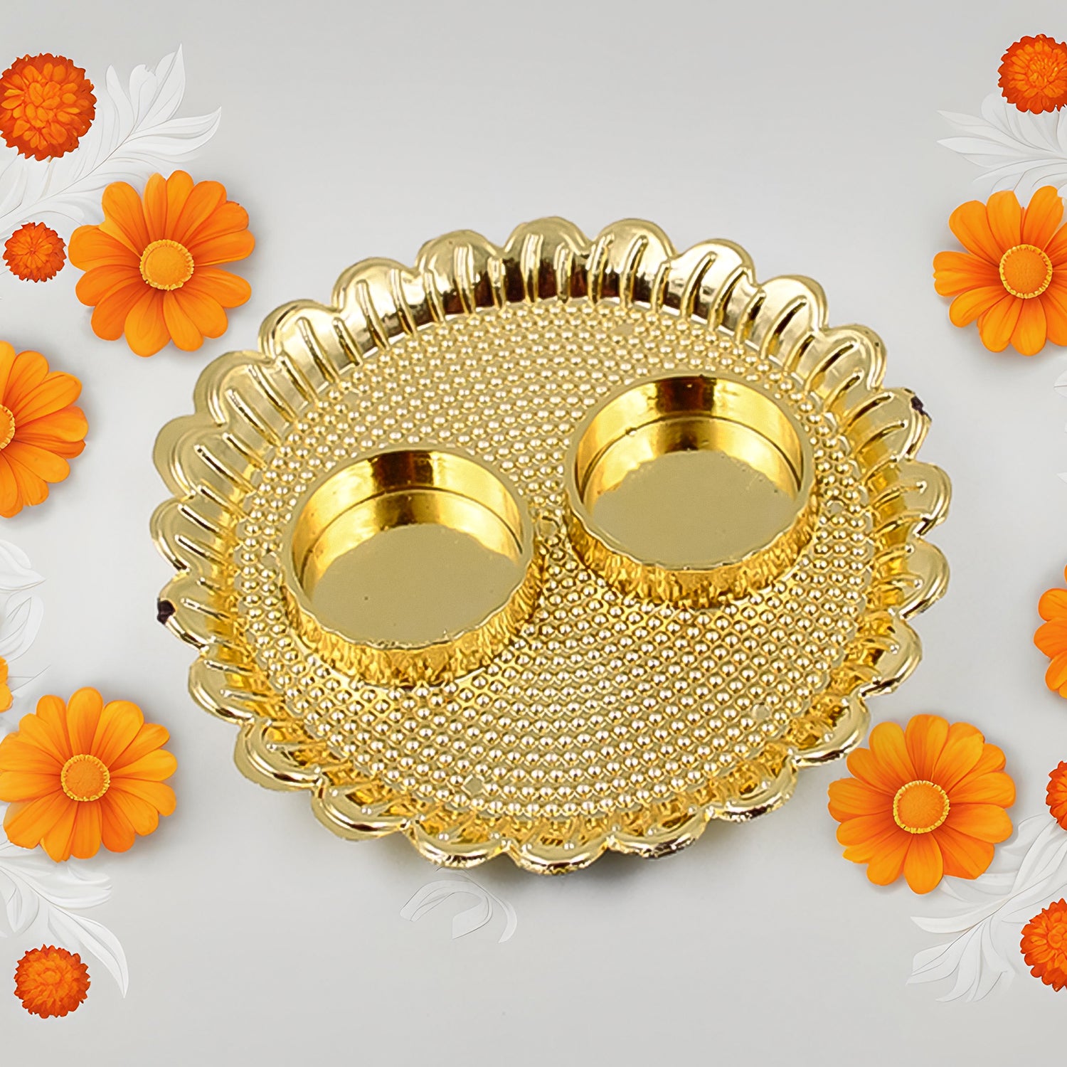 Round Shape Special Puja Thali Kumkum Thali Holder (1 Pc  Big)