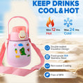 Stainless Steel Vacuum Insulated Water Bottle With Handle  Sticker (700 Ml)