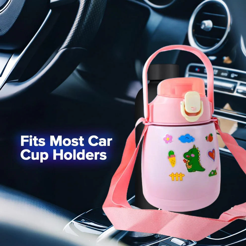 Stainless Steel Vacuum Insulated Water Bottle With Handle  Sticker (700 Ml)